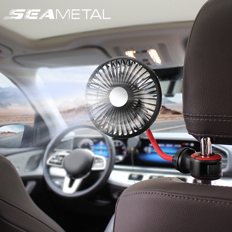 SEAMETAL USB Car Fan 360 Degree Rotating Fan Car Cooling Fan Dashboard