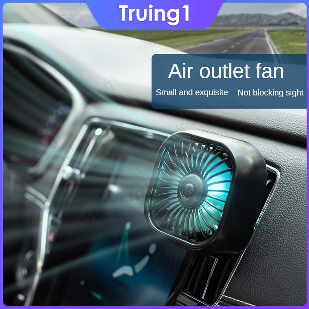 Car Fan Car USB Mini Fan Air Outlet Fan With Atmosphere Light 7-blade ...