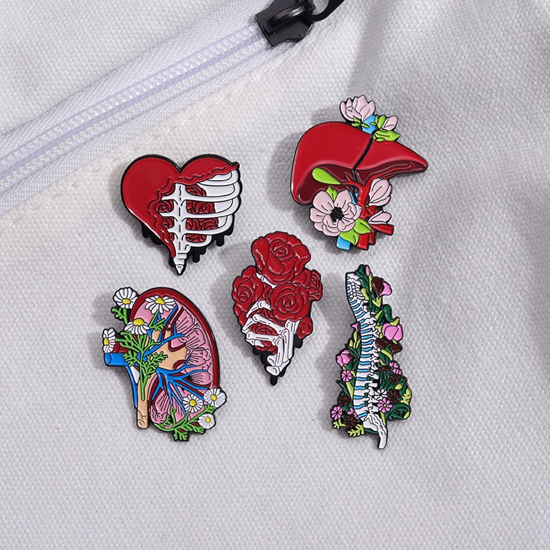 Floral Organs Enamel Pin Brain Heart Lung Teeth Uterine Spine Pelvis ...