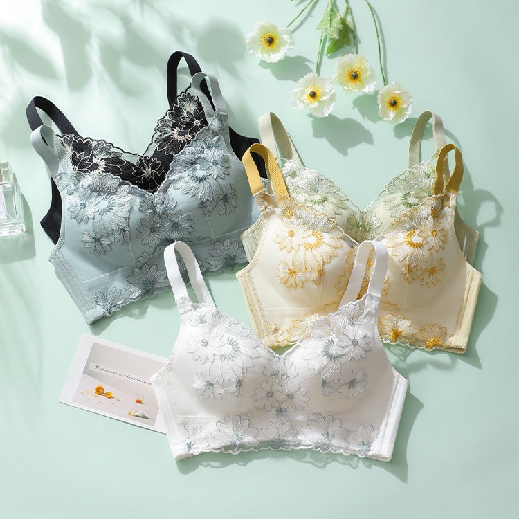New Style Underwear Women Lace Embroidered Wireless Bra Small Breasts