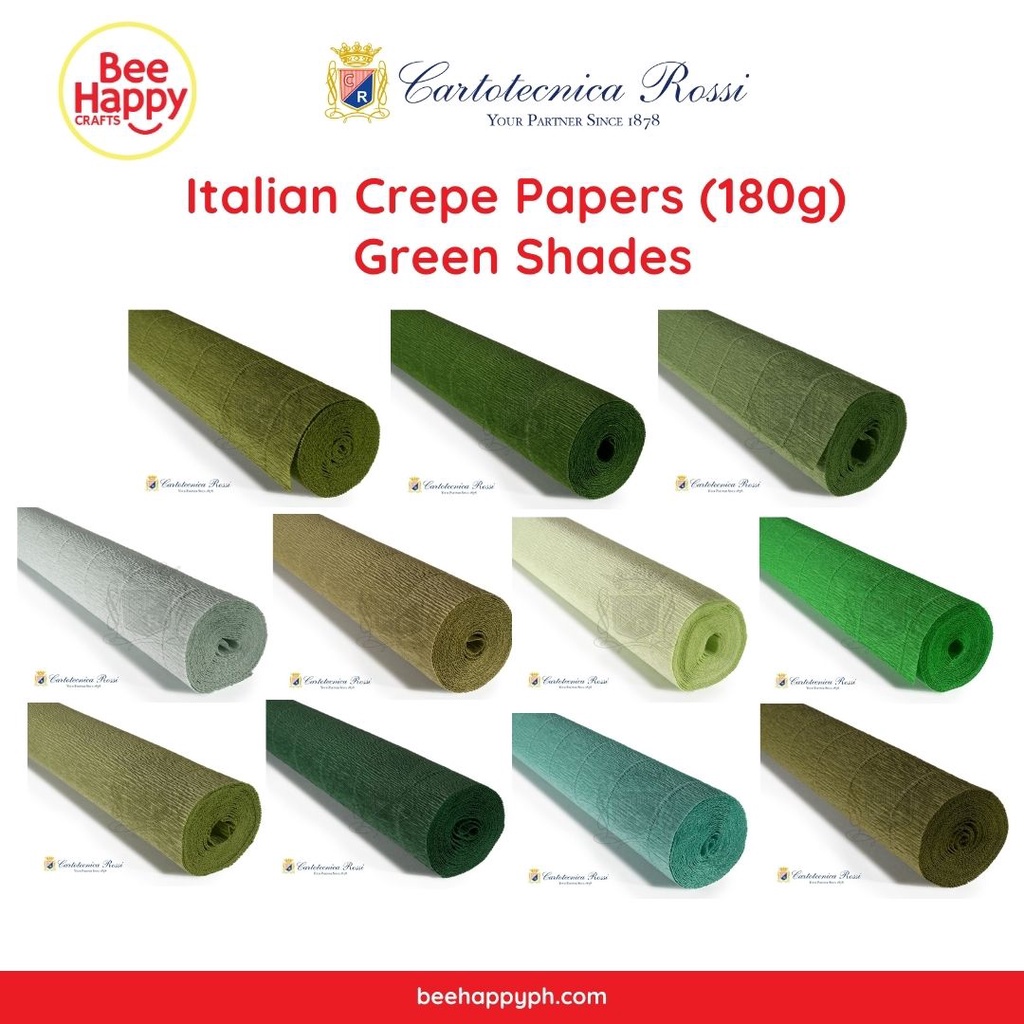 Cartotecnica Rossi Crepe Papers 180g (Green Shades) Full Roll Premium