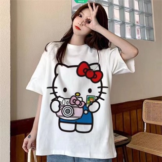 Sanrio Kawaii Y2K Summer Top Hello Kitty T Shirt Female Short