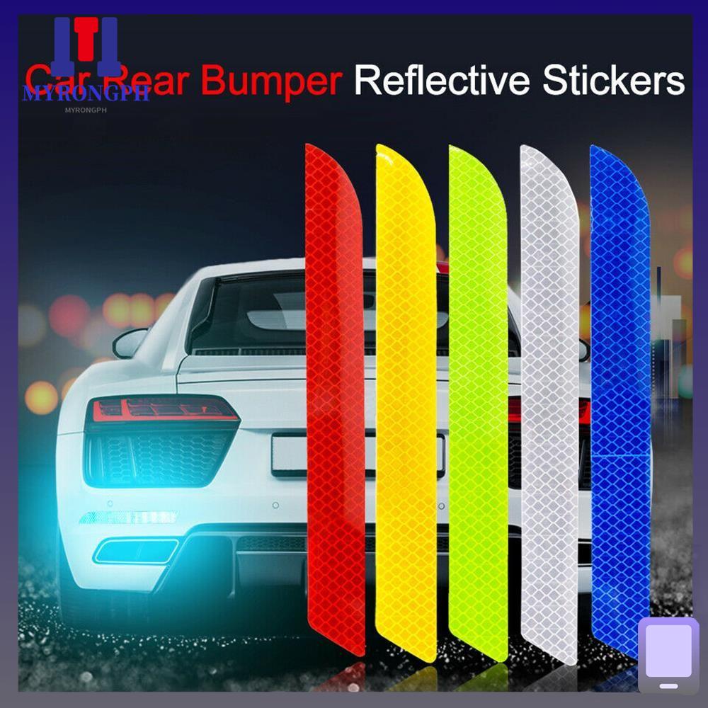 MYRON 2PCS New Car Reflective Strips Warning Mark Rear Bumper Stickers ...