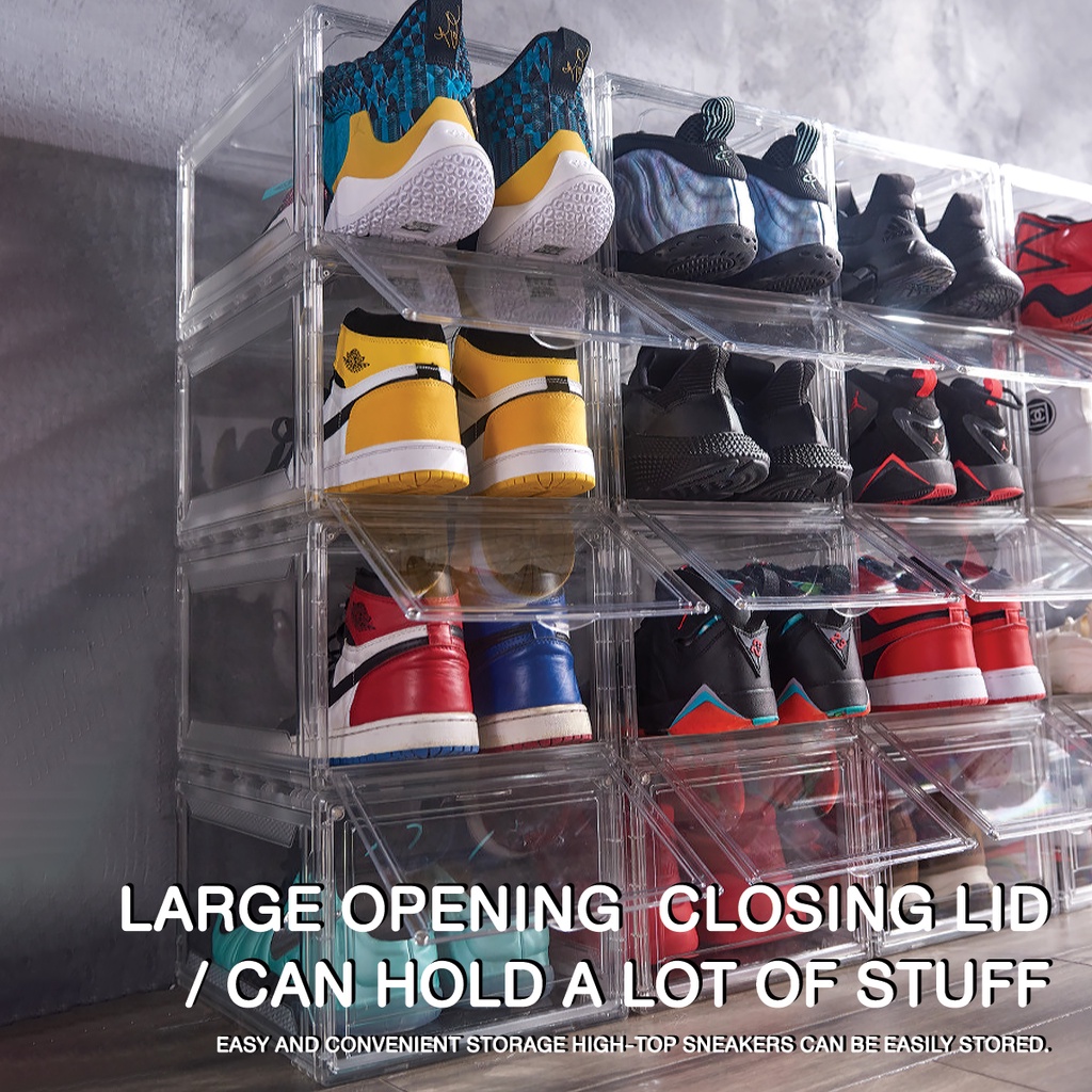 Clear Acrylic Shoe Box Magnetic Flip-open Shoe Rack Stackable New Shoe ...