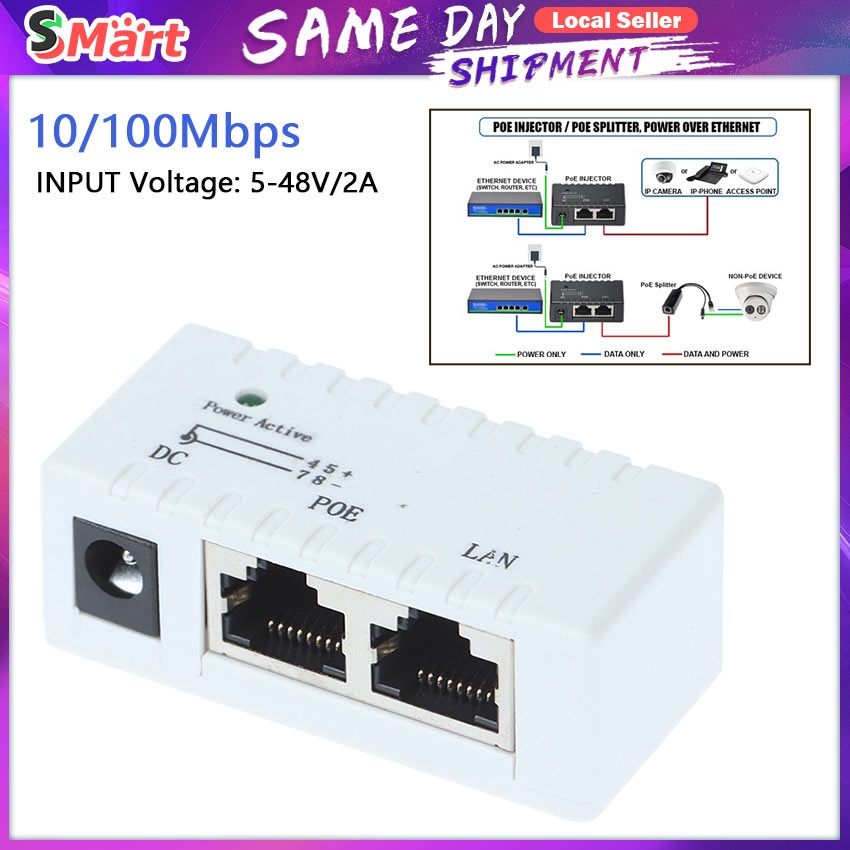 【In Stock】J45 100/1000Mbp POE Injector Splitter for CCTV Power Over ...