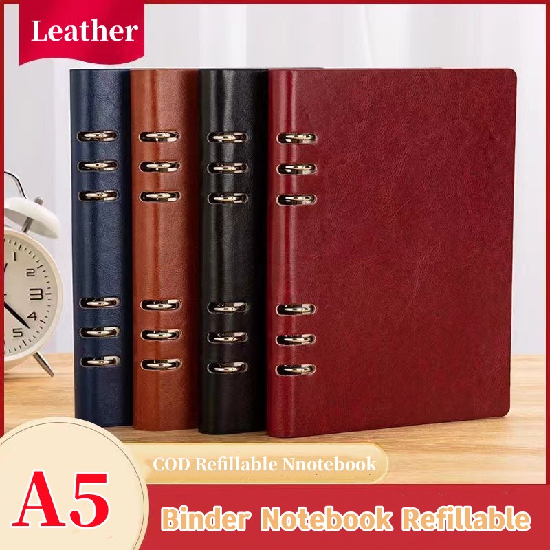 A5 Leather Binder Notebook Refillable Notebook PU leather office School ...