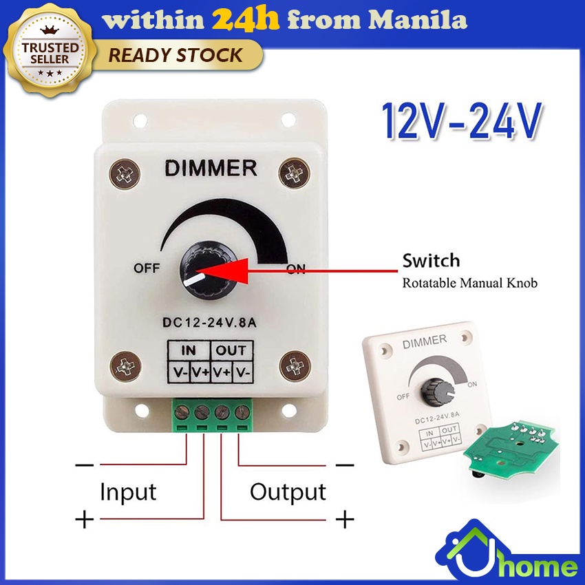 SOYACARLED Dimmer Switch DC 12V 8A LED Light Protect Strip Dimmer