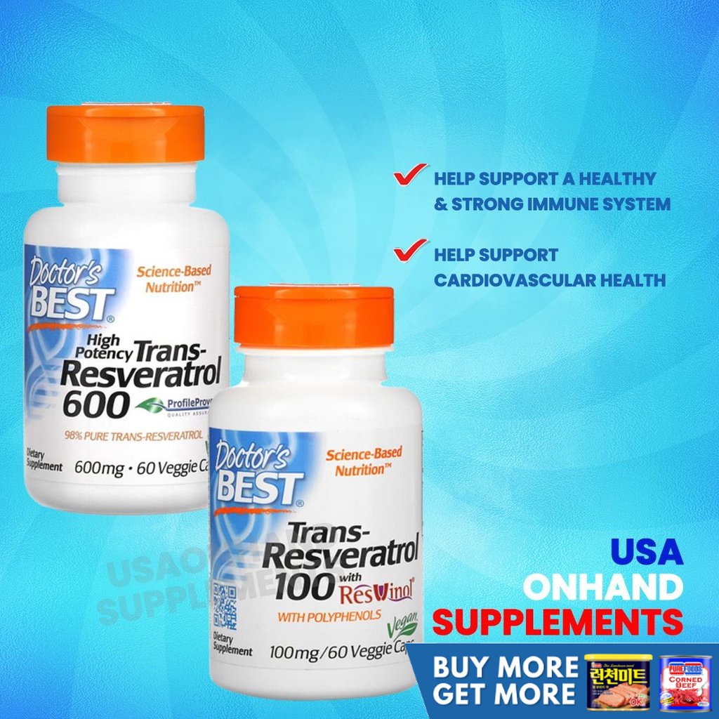 USA Onhand Doctor's Best, High Potency TransResveratrol 600, Trans