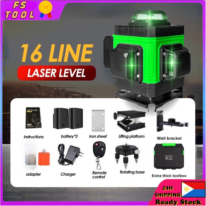 4D 12/16 Line Adjustable Auto Measuring Tool Set Laser Level Tripod ...