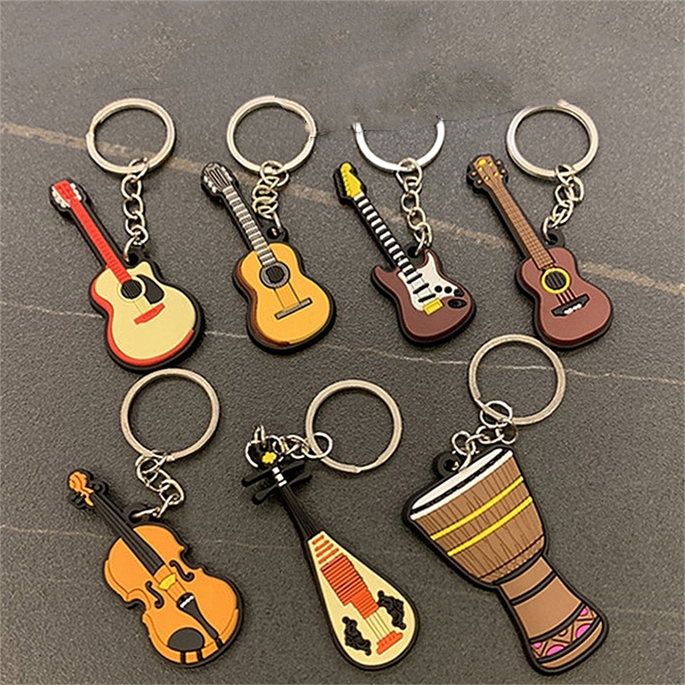 Simulated Musical Instrument Keychain Silicone Guitar Pvc Keyring for ...