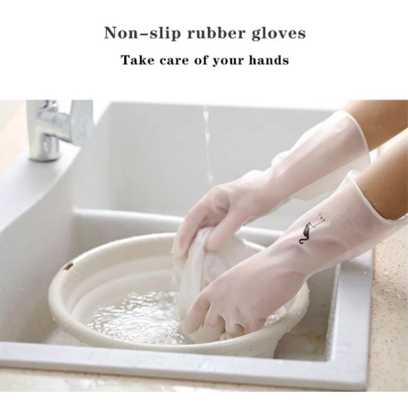 Dish Washing Rubber Gloves Kitchen Waterproof Washing Vegetables Fruit ...