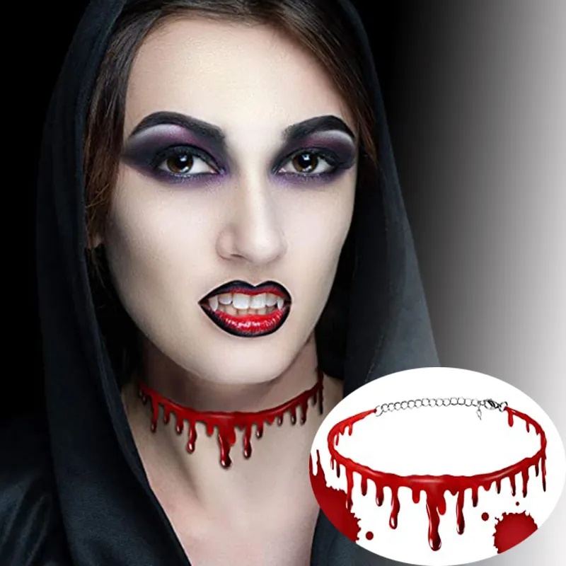 Myluatye Halloween Blood Necklace, Bloody Necklace, Driping
