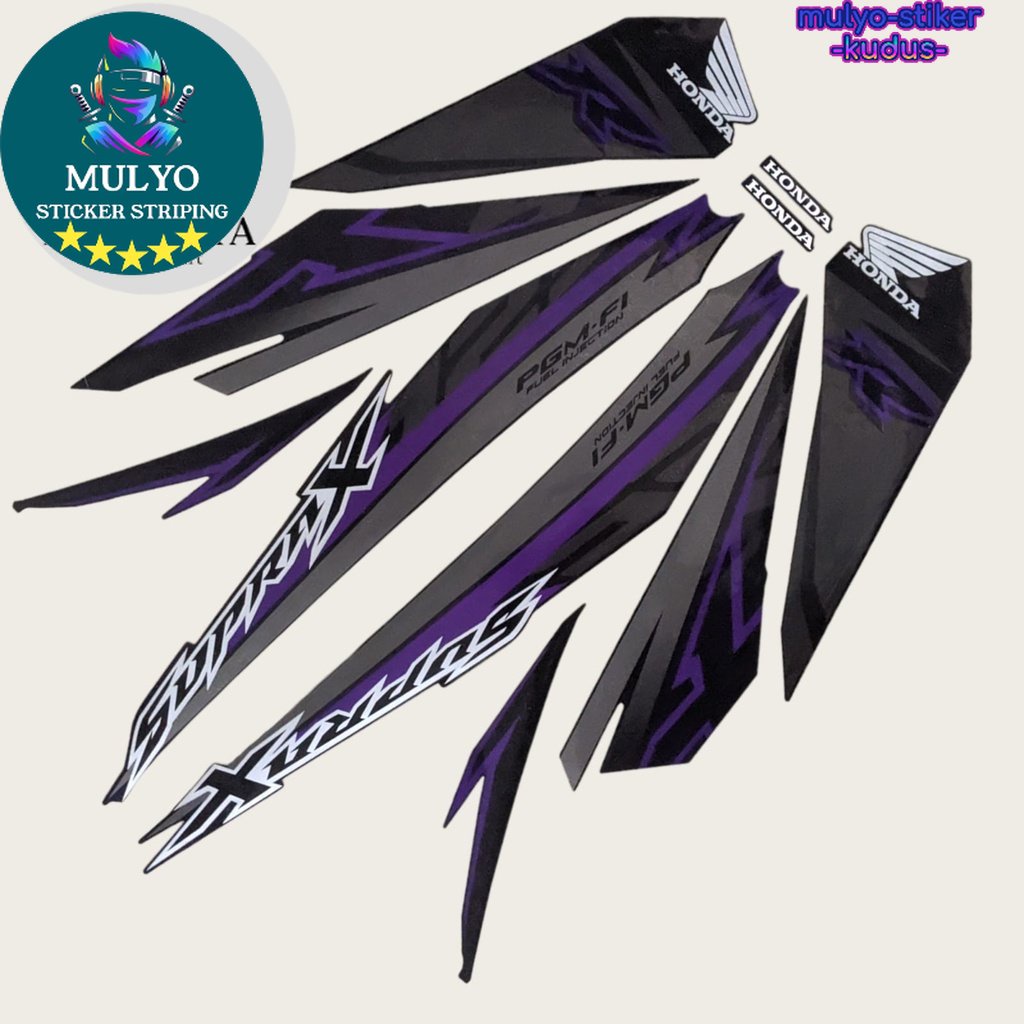 Ungu Hitam Striping Sticker Les Lis Pole Honda Supra X 125 Fi 2018 Black Purple Best Motorcycle 9988