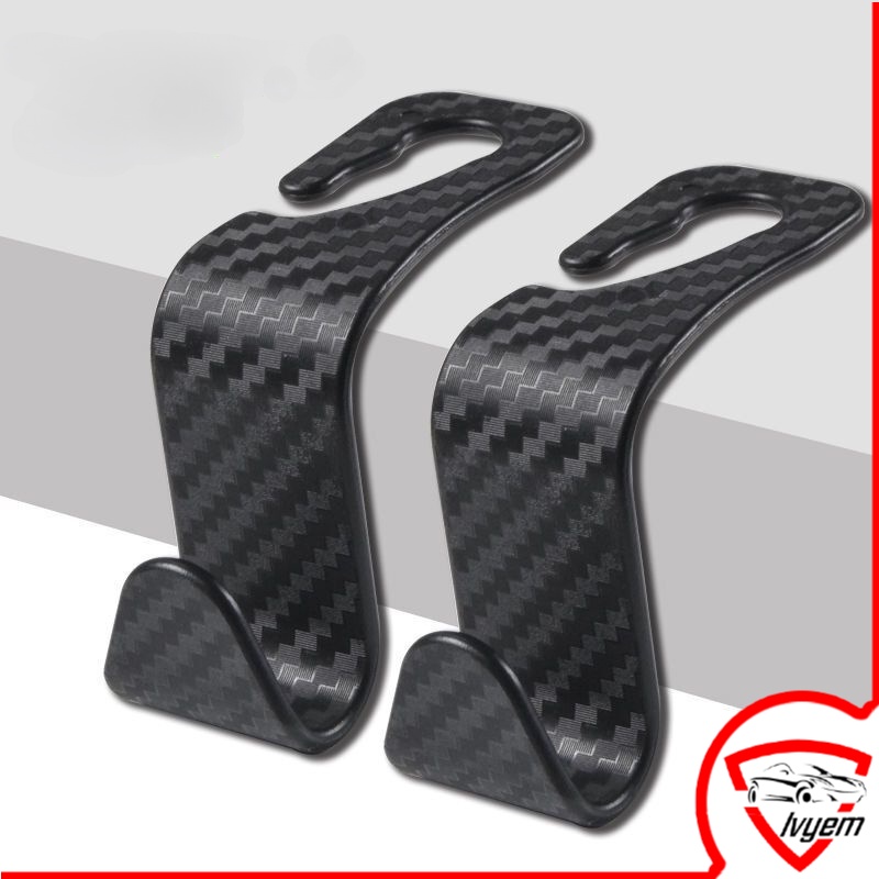 Universal 2pcs Car Headrest Hook Carbon Fiber Hook Back Seat Hook Auto Seat Hook Hangers