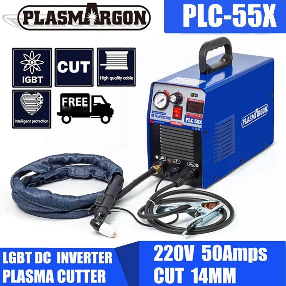 PLC-55X Plasma Cutter IGBT Air Plasma Cutter 220V 14mm Clean 55Amps Cut ...