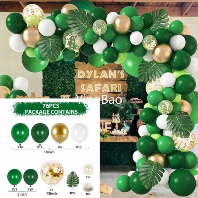 152pcs / Set Macaron Series Green Theme Balloon Garland Arch Kit Jungle ...