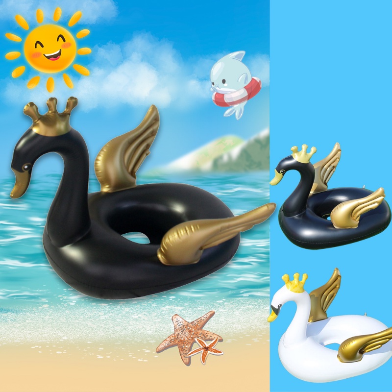 Inflatable Float Baby Swimming Circle White/Black Swan Swim Circle ...