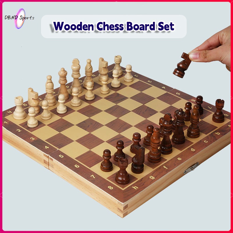 Wooden International Chess Set Tournament Size Chessman Solid Wood 