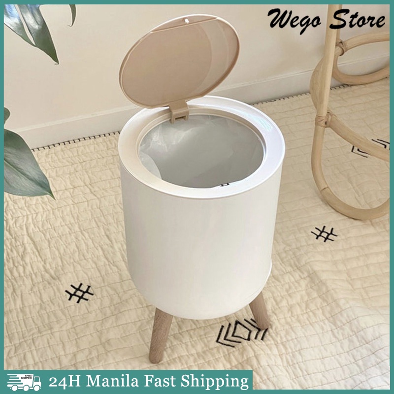 Trash Bin With Cover Wooden Trash Can Bedroom Toilet Trash Bin