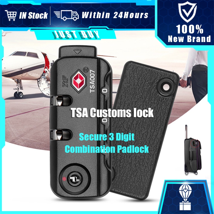 TSA 007 3 Digit Combination Padlock Lock Universal ABS Travel Suitcase