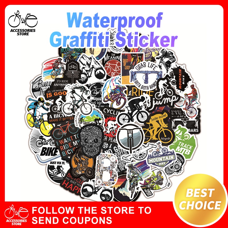 50PCS Bike style Waterproof Sticker for Bike Mountain Water bottle ...