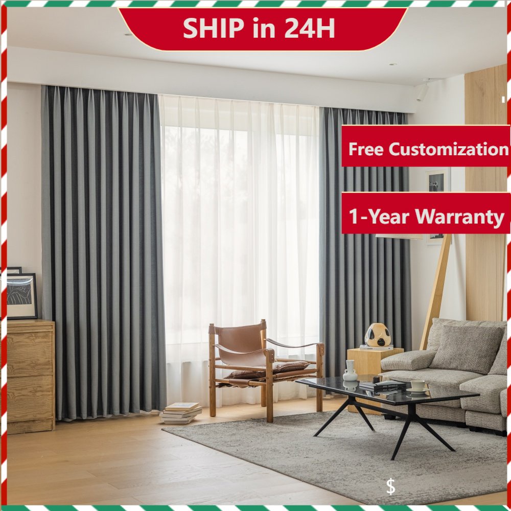 Grey Blackout Curtain Panels with Grommet/Hook, Light Blocking Drapes