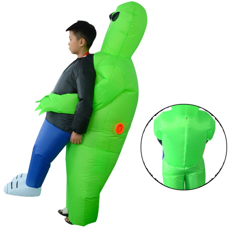 Green Alien Carrying Human Adult Inflatable Costume Alien Mascot ...