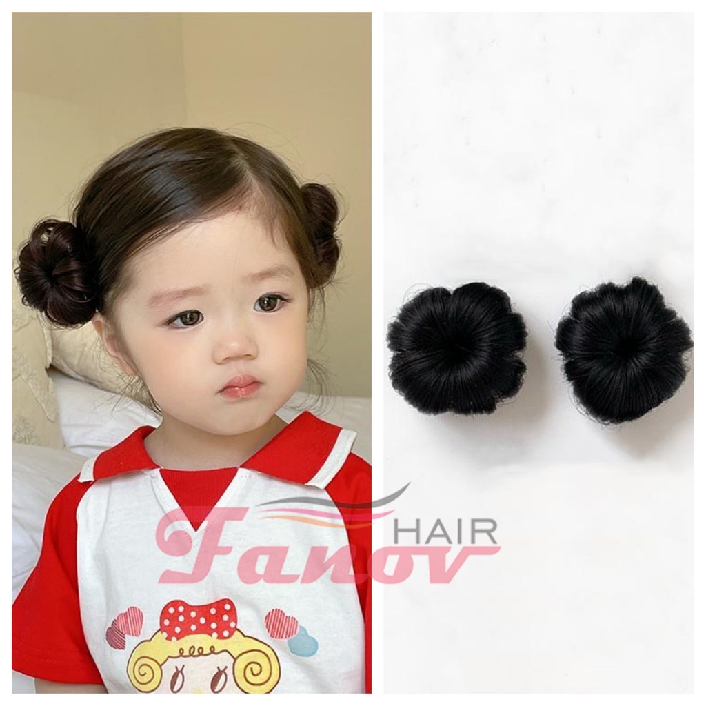 Kids Girls Hair Bun Extension Wig Hairpiece Wavy Curly Messy Donut