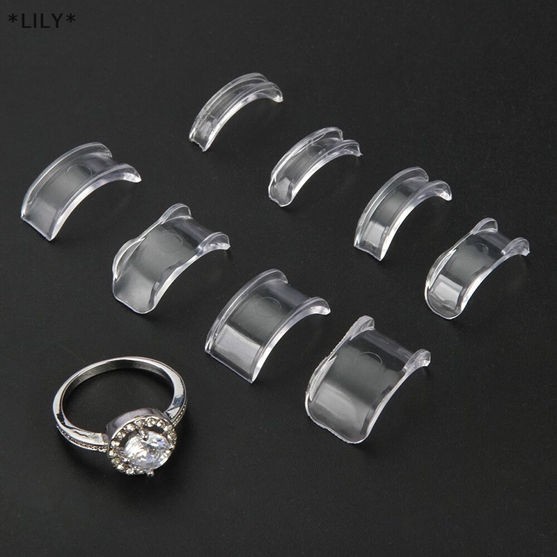LILY> 8 Sizes Silicone Invisible Clear Ring Size Adjuster Tighten