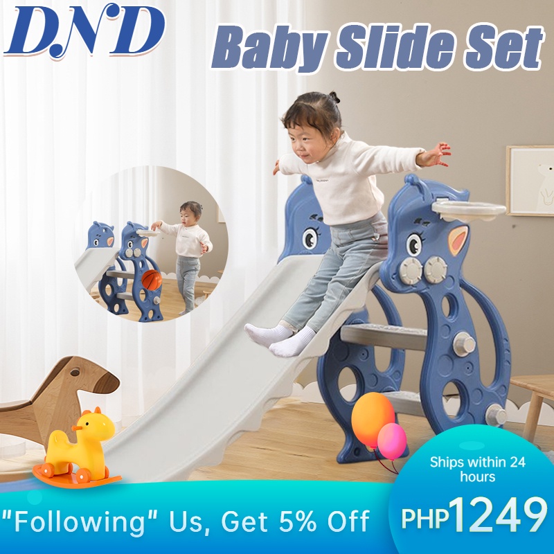 Baby Indoor Safety Slide With Basketball Hoop Multifunctional Foldable ...