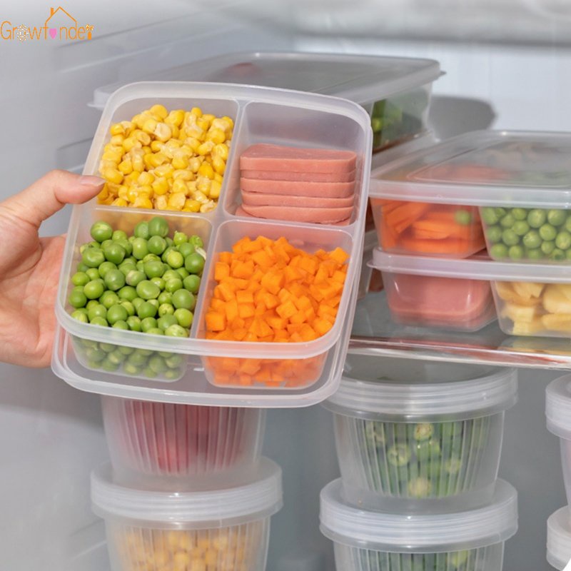 4 Grids Portable Refrigerator Storage Box Food Crisper Container Fruit