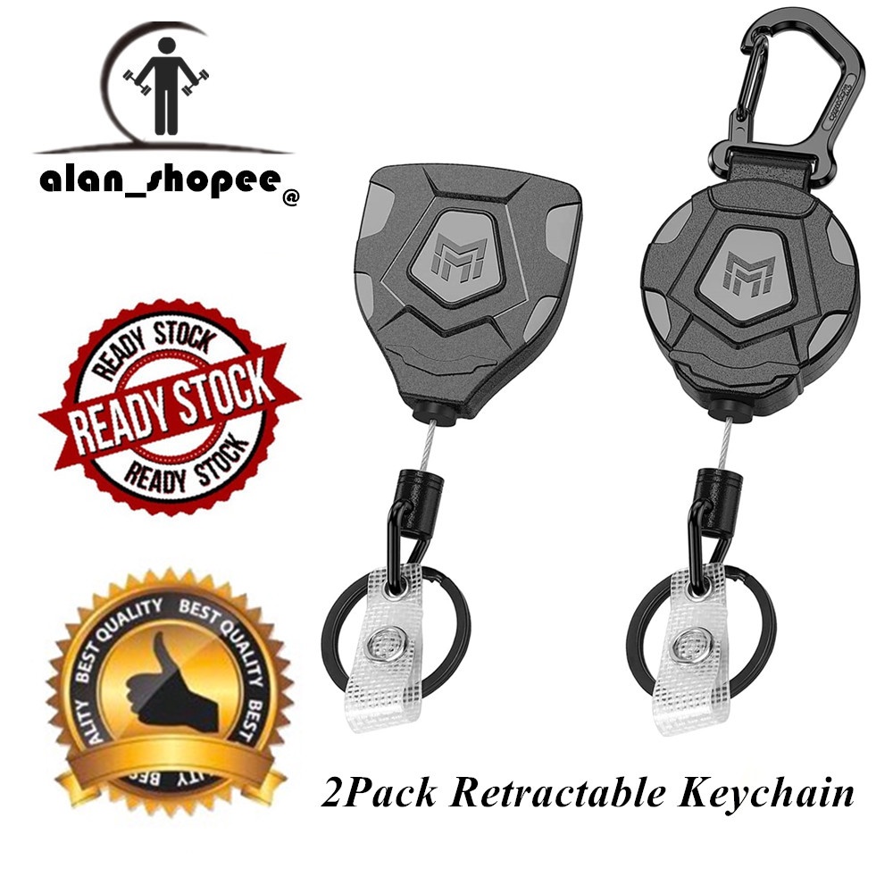 Heavy Duty Retractable Keychain, Belt Clip Ver. & Carabiner Ver, 8 oz