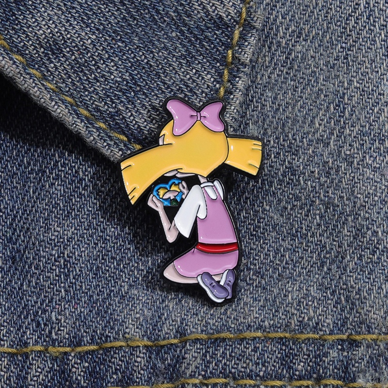 Hey Arnold Brooch Cute Animated Cartoon Metal Badge Student Backpack ...