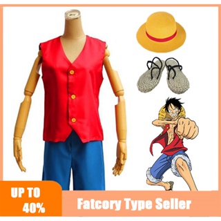 Anime ONE PIECE Monkey·D·Luffy Cosplay Costume Party Halloween Fancy Dress  + Hat