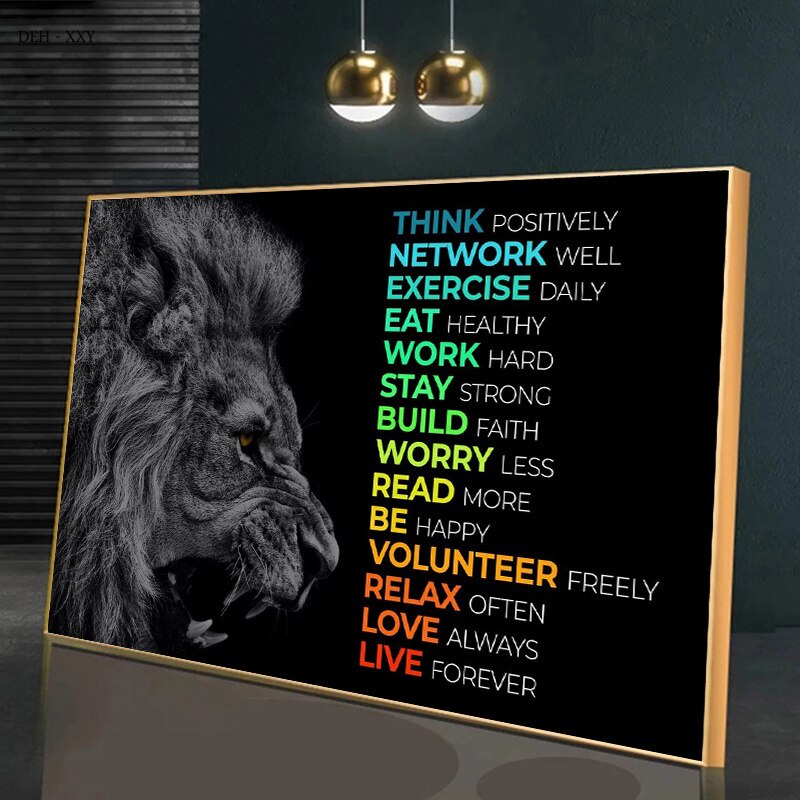 Motivational Wall Art Posters Positive Mindset Qoutes Canvas Painting