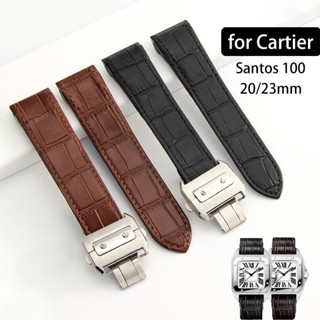 20mm 23mm Genuine Leather Strap for Cartier Santos 100 Watch Band