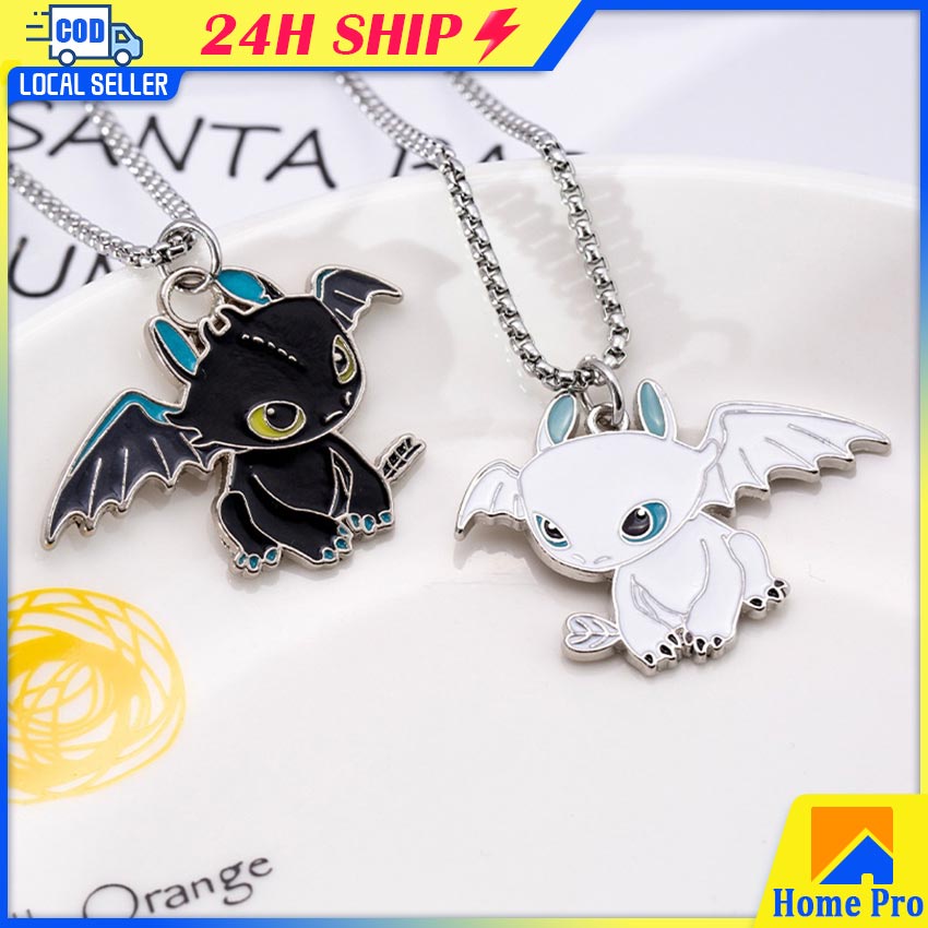 Toothless Necklace Couple Night Fury and Light Night Fury Small Flying ...