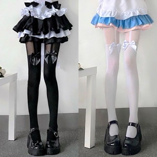 1 Pair Japanese Style Thigh High Stockings Long Socks Women Cute Sweet  Girls Lolita Bow Over Knee Socks Polka Dot Summer Nylon Stocking