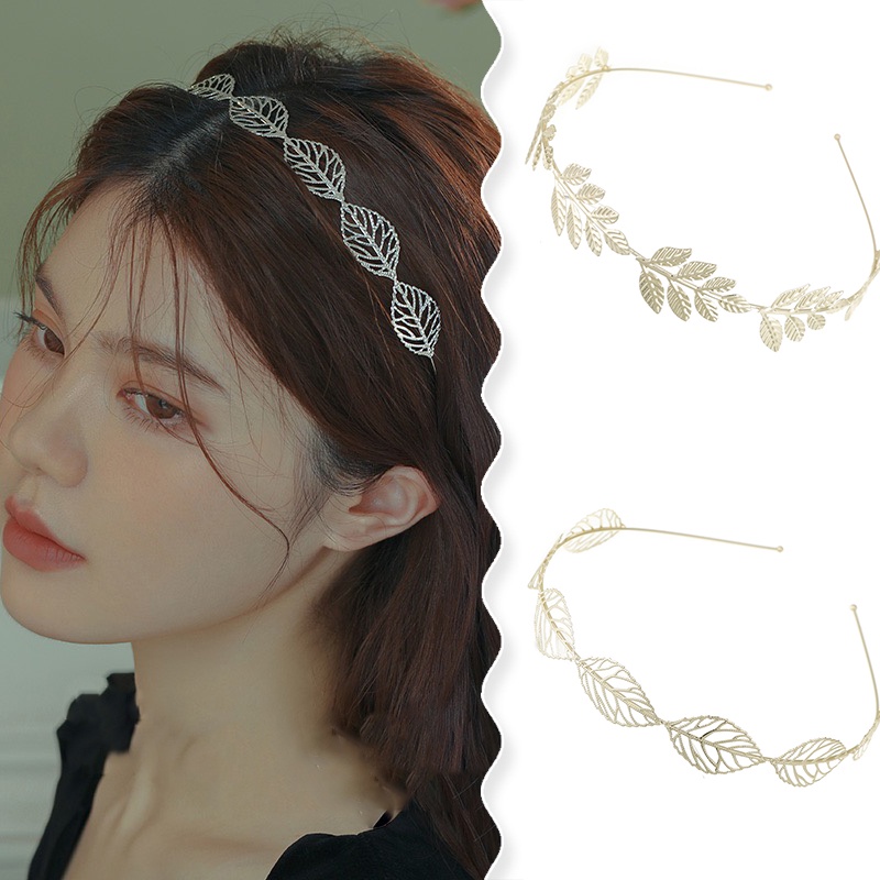 Haimeikang Korean Fashion Vintage Leaf Metal Hair Hoop Elegant