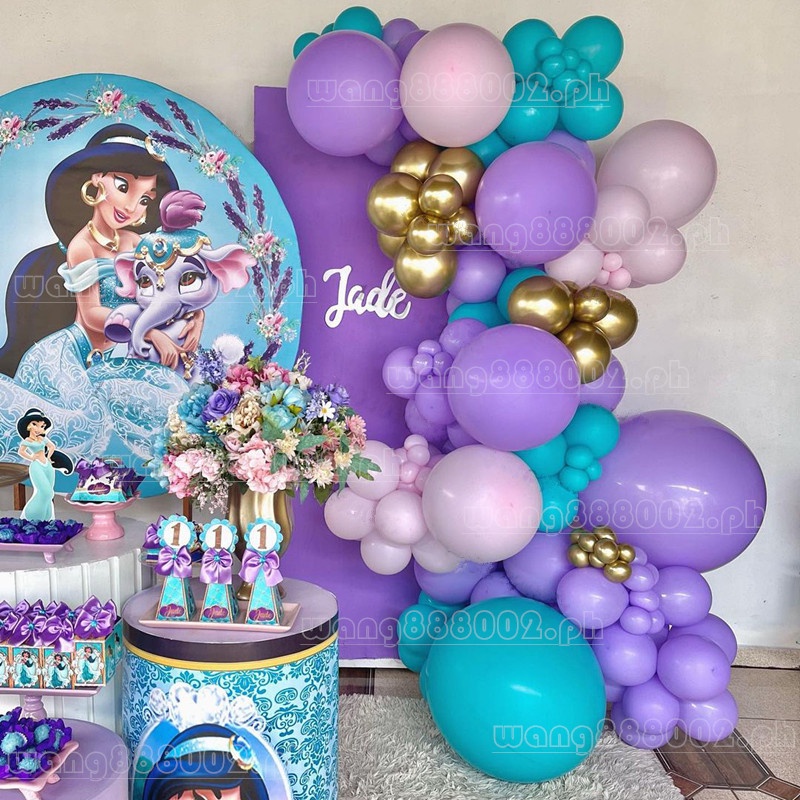 83Pcs 09 Years Disney Aladdin Jasmine Princess Theme Purple Balloon