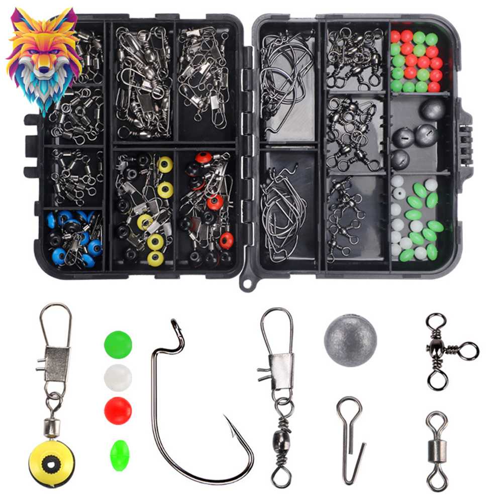 164pcs/set Fishing Tackles Set Professional Fisherman Swivels Snaps