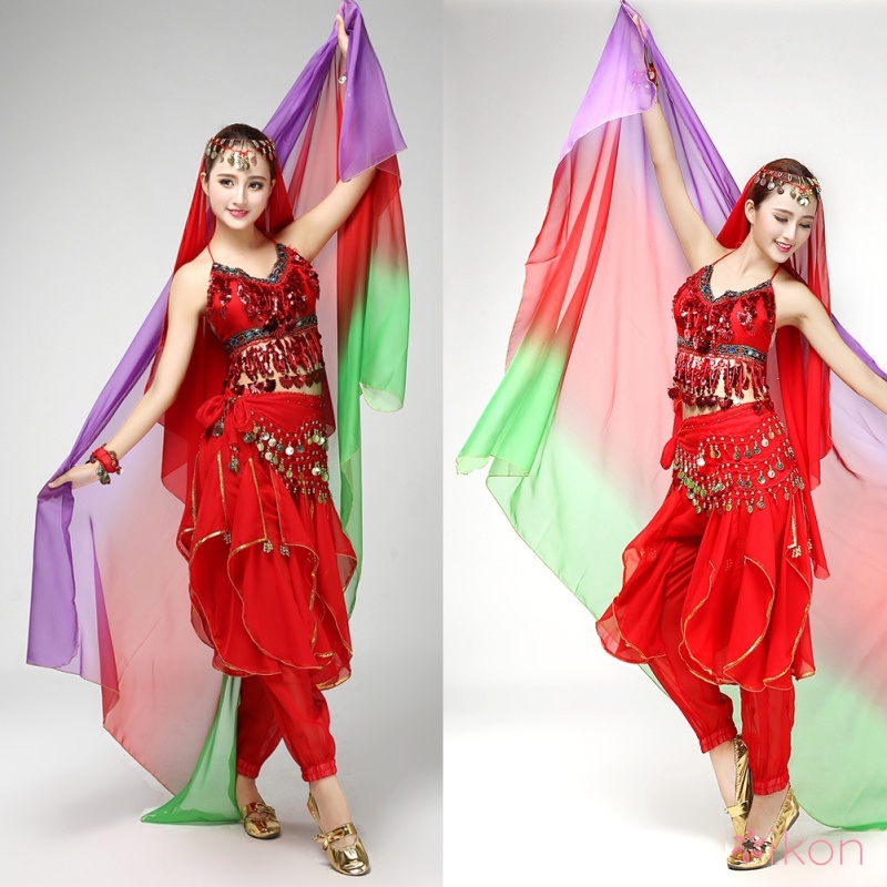 Women Belly Dance Costumes chiffon yarn scarf Veils Stage Performance ...