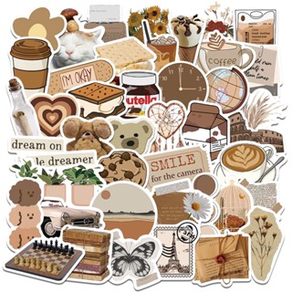 Stickers 60pcs 【Brown Series Aesthetic】 Retro Ins Art Graffiti Guitar ...