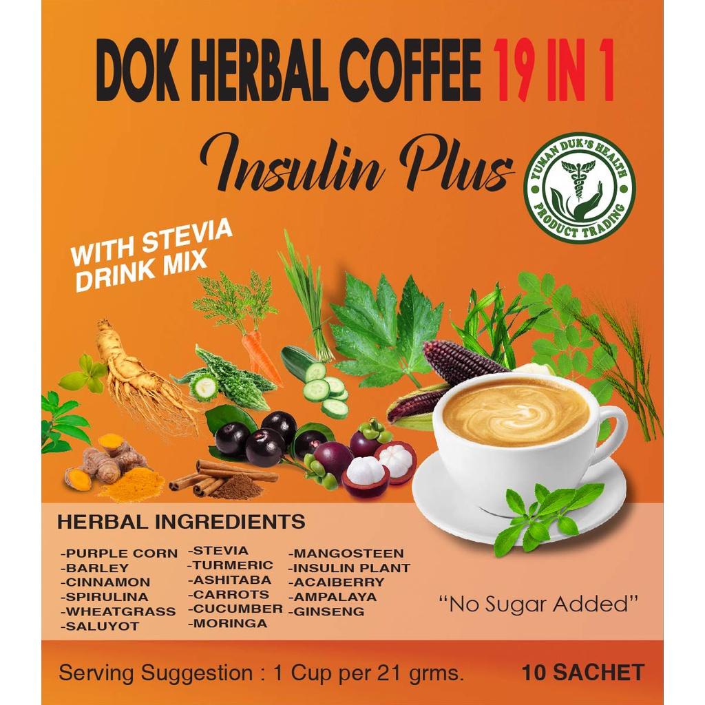 New Improved Dok Herbal Coffee 19 in 1 Organic Low Sugar good for