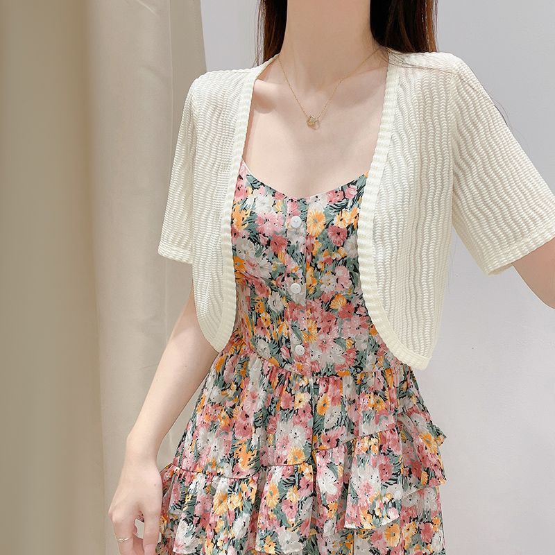 korean style Summer Women blazer White Black Short Sleeve Shrugs Lace  Bolero filipiniana outerware cardigan blouse for Women Dress