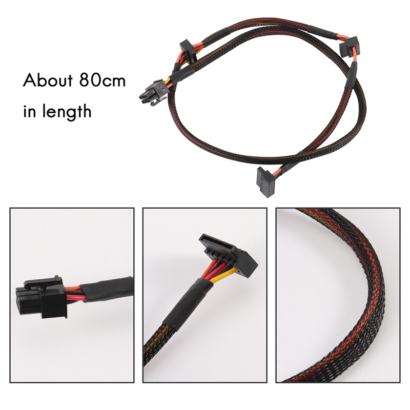 Modular PSU 6Pin to 3-Port SATA Power Cable 18AWG Wire 80cm for Antec ...