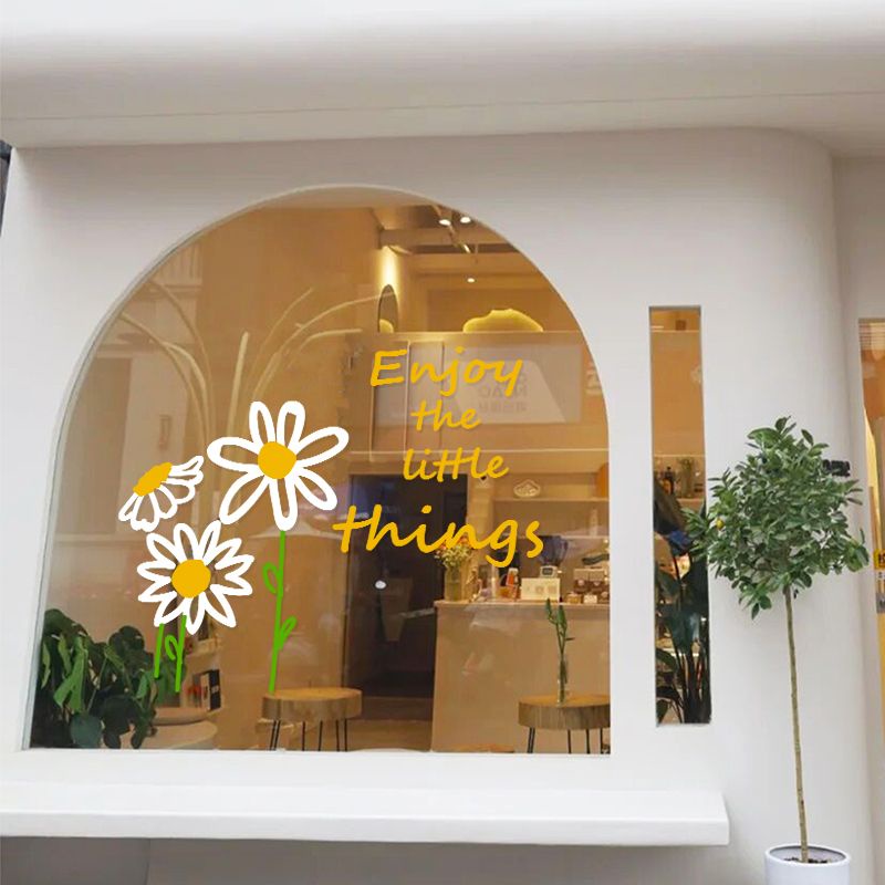 Pvc Door Sticker ins Style Fresh Daisy Glass Sticker Shop Window ...