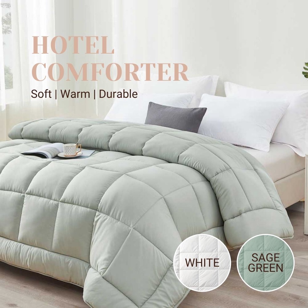 HHS Hotel Quality Comforter Type Cotton Quilt Thick White or Sage Green Comforter Shopee