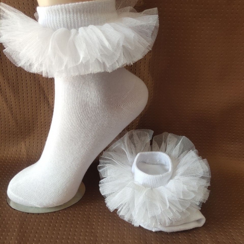 Latin Dance Competition White Socks For Kids Women Cotton Double Large