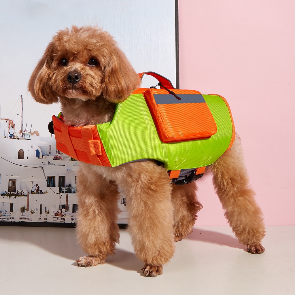 Double Pocket Dog Life Jacket Summer Pet Swimwear Clothes Surfing